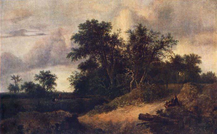 RUISDAEL, Jacob Isaackszon van Landscape with a House in the Grove about 1646 oil painting image